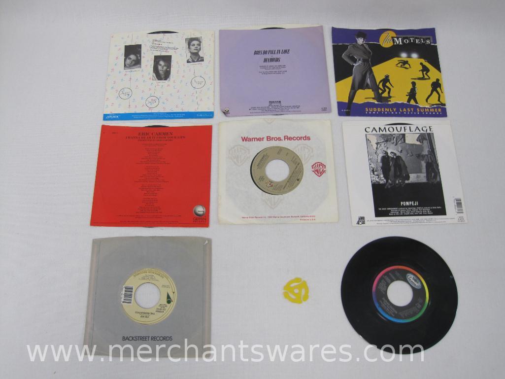 Eight 1980's 45 RPM Single Records includes Rod Stewart, Bananarama, The Motels, The Romantics and