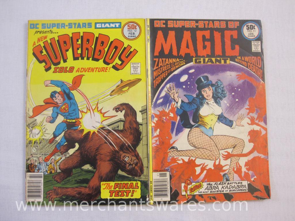 Eight DC Super-Stars Comic Books including Nos 2-4, 8, 11, 12, 15 and 17, see pictures, 1 lb 2 oz