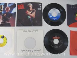 Eight Early 80's 45 RPM Records including The Cars, Billy Idol, Frankie Goes To Hollywood, Soft Cell