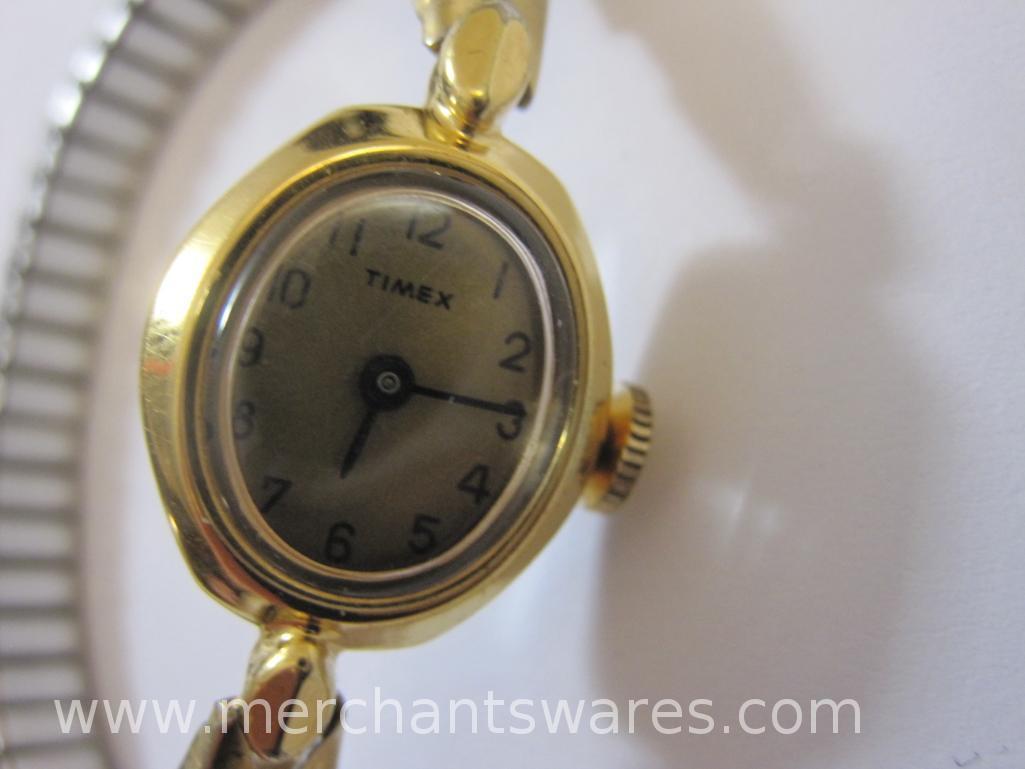 Four Vintage Women's Watches, Seiko, Pulsar, and Timex, 3oz