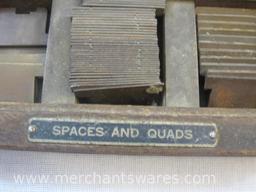 Vintage Printing Block Set of Spaces and Quads in Original Wooden Tray, 4 lbs 8 oz