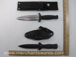Two Tactical Knives, United UC 728 Wasp Dagger Double Blade with Sheath, Camillus Boot Knife Double