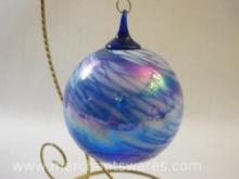 Blue Blown Glass Ornament, 3oz