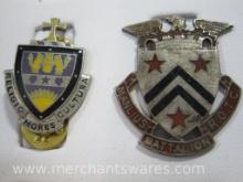 Two ROTC Pins, Authentic Sterling Manulis Battalion US ROTC Crest , University of Scranton ROTC, 1