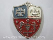 Heraldic Shield Crest Pin, Cross, Fleur De Lis and Lions, 1 oz