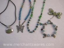 Assorted Costume Jewelry with Blues and Greens, 4 oz