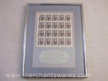 Framed 2001 Heroes Stamp Full Sheet in Appreciation to The American Legion Auxiliary Unit 182