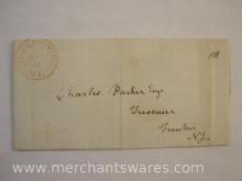 Stampless Cover Red Stamp Morristown NJ to Trenton NJ Jan 6 1835