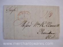 Stampless Cover Red Stamp Philadelphia PA to Providence RI May 6 1810