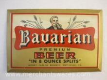 Vintage Bavarian Premium Beer "In 8 Ounce Splits" Sign, Mount Carbon Brewery Pottsville PA,