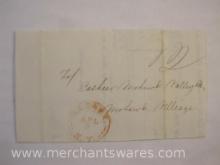 Stampless Cover Red Stamp Albany NY to Mohawk Valley NY April 8 1845
