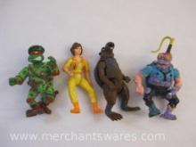 Four Teenage Mutant Ninja Turtles Action Figures including Scumbug, April O'Neil, Ralph The Green