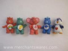 Five Vintage Care Bears and Friends Figures including Wish Bear, Cheer Bear, Grumpy Bear, Lotsa