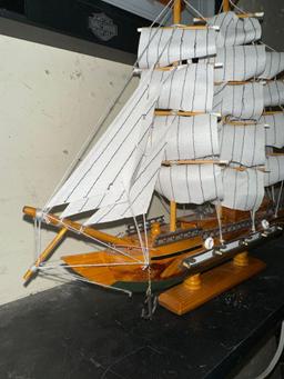 14" Tall Three Masted Schooner Wood Ship model