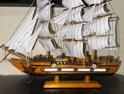 14" Tall Three Masted Schooner Wood Ship model