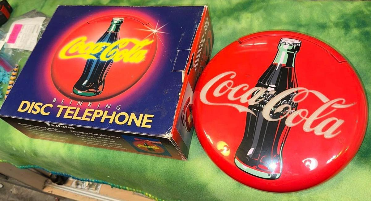 Coca Cola Blinking Disc Phone in Original Box