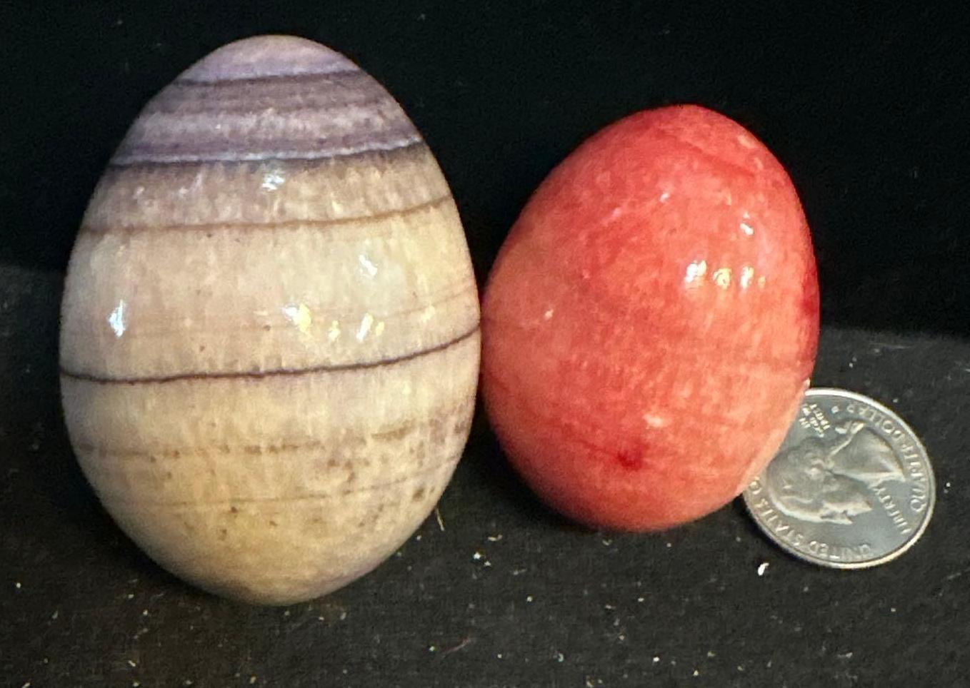 Natural Purple Fluorite and Red Citrine Quartz Eggs