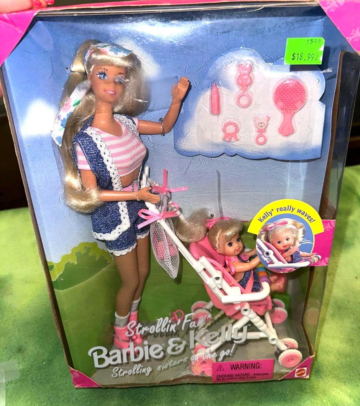 NIB 1995 Strollin Fun Barbie and Kelly Dolls