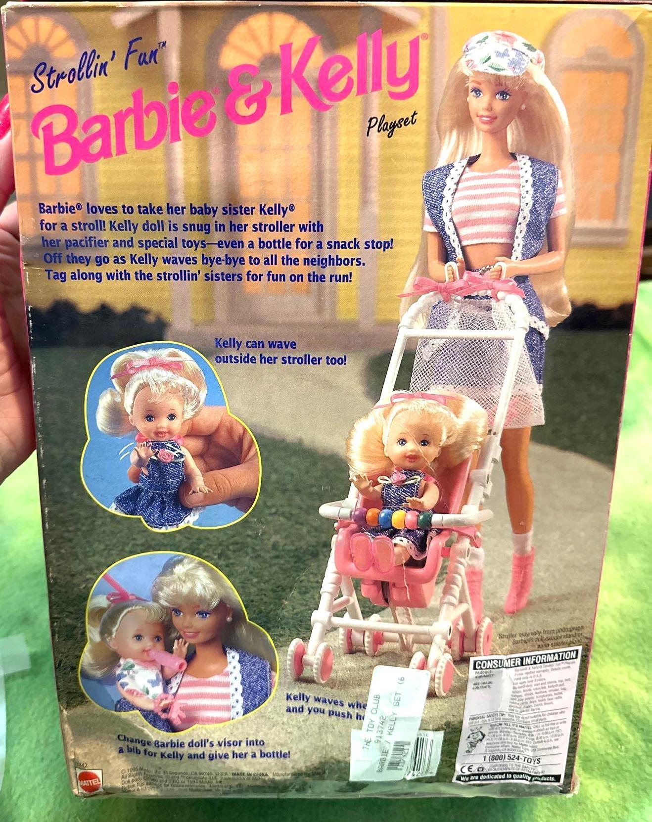 NIB 1995 Strollin Fun Barbie and Kelly Dolls