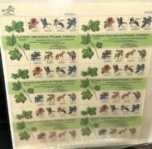 Full Sheet of Mint US Postage Stamps Celebrating Canadian International Philatelic Exhibition
