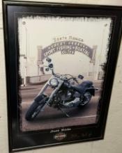 Framed Harley Davidson Motorcycle "Just Ride" Printed- signed