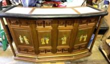 VTG Oriental Bar with Beautiful inlay Design and Marble top 63" x 42"