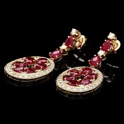 14k Gold 15.50ct Ruby 3.00ct Diamond Earrings