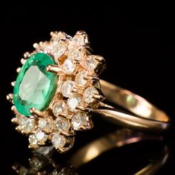 14K Gold 2.10ct Emerald 1.67ct Diamond Ring
