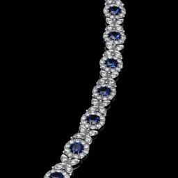 14K Gold 5.69ct Sapphire 3.88ct Diamond Bracelet