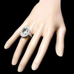 14k Gold 11.50ct Aquamarine 1.70ct Diamond Ring