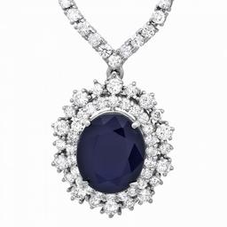 18k Gold 6ct Sapphire 5.00ct Diamond Necklace