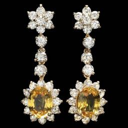 14k Gold 4ct Sapphire 3.00ct Diamond Earrings