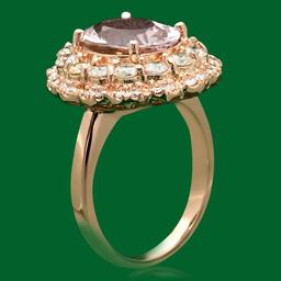 14k Gold 3.07ct Morganite 1.60ct Diamond Ring