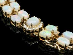 14k Yellow Gold 18ct Opal 1.10ct Diamond Bracelet