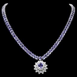 14k Gold 48ct Tanzanite 2ct Diamond Necklace