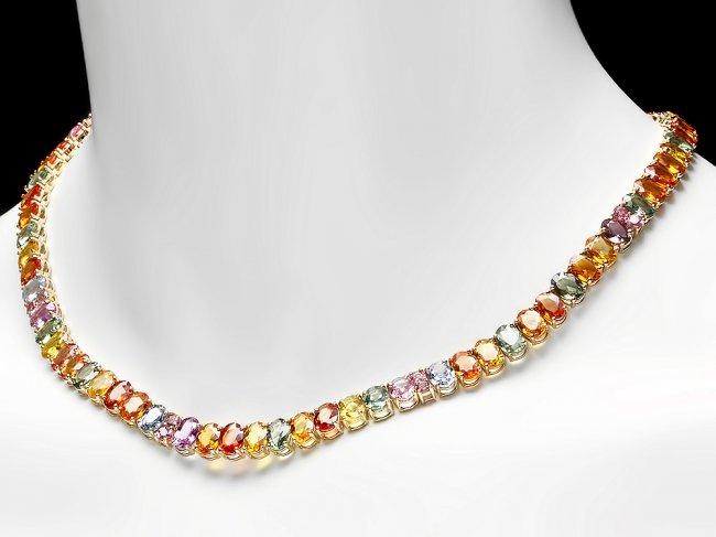 14k Yellow Gold 60ct Sapphire Necklace