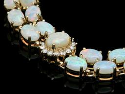 14k Gold 16.5ct Opal 1.10ct Diamond Bracelet