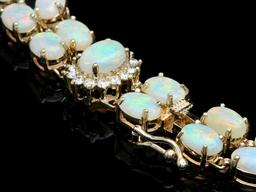 14k Gold 16.5ct Opal 1.10ct Diamond Bracelet