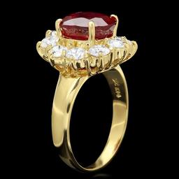 14k Yellow Gold 4.66ct Ruby 1.74ct Diamond Ring
