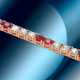 14K Gold 7.8ctc Ruby & 3.98ctc Diamond Bracelet