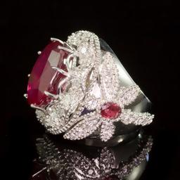 14k Gold 18.62ct Ruby 2.15ct Diamond Ring