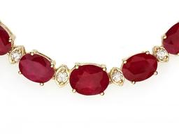 14k Gold 30.00ct Ruby 1.60ct Diamond Necklace