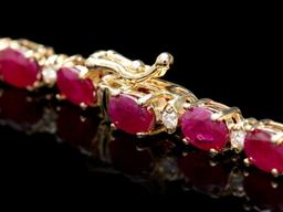 14k Gold 30.00ct Ruby 1.60ct Diamond Necklace