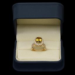 14K Gold 3.61ct Yellow Beryl & 1.54ct Diamond Ring