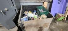 Large tote with truck parts, lighting, brakes,