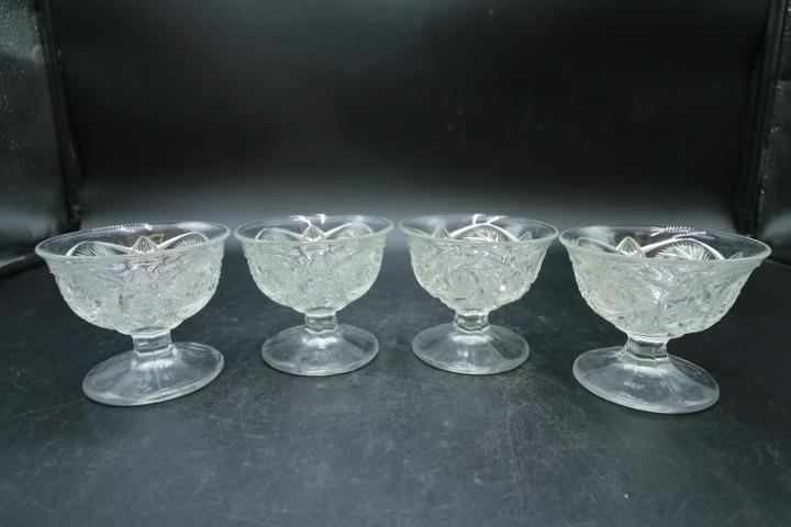 4 Thistle Pattern Pressed Glass Sherbets