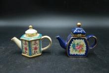 2 China Teapot Dresser Trinket Boxes