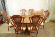 Pecan Dining Table with 6 Chairs & 2 Leaves