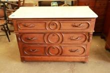 Victorian Marble Top 3 Drawer Chest