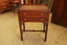 2 Drawer Mahogany Table with Banded Edge